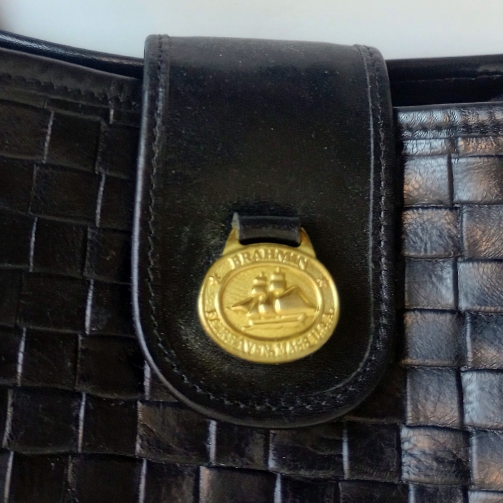 Black Woven Leather Shoulder Bag - Picture 6 of 13